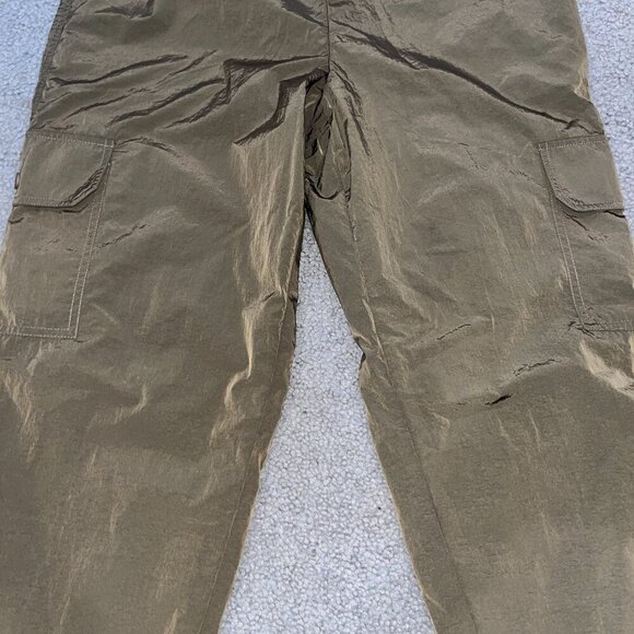 GOOD AMERICAN NYLON PARACHUTE CARGO JOGGER PANTS Chocolate Brown Size 2 = Medium - Picture 3 of 15